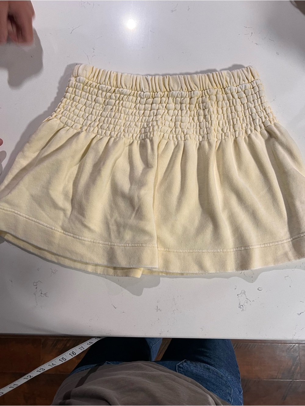 aerie Cream Smocked Waist Mini Skirt